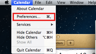 calendar preferences